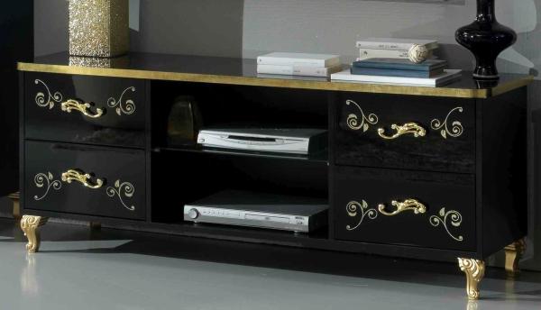 Product photograph of Sofia Black Italian 4 Drawer Plasma Tv Stand from Choice Furniture Superstore.